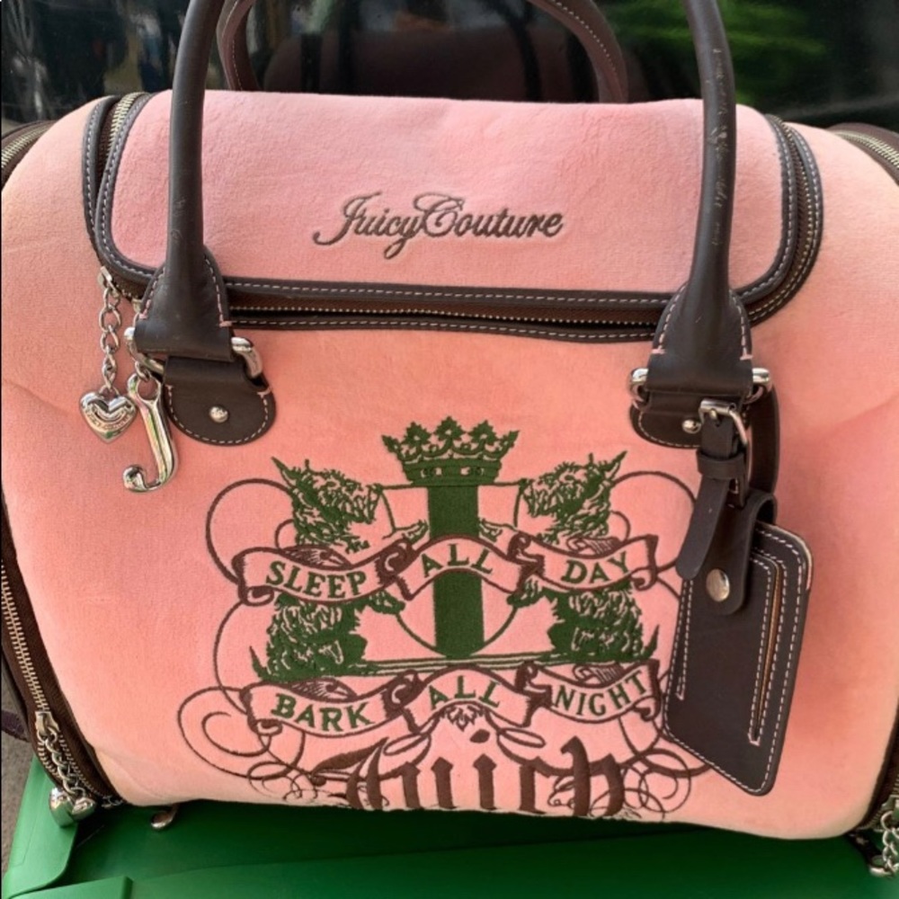 Juicy Couture Pink pet carrier.